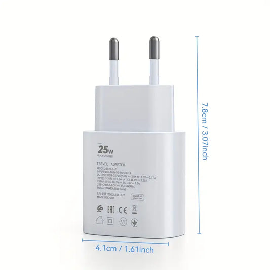 25 W itin greitas įkroviklis, 2 viename, greitasis įkroviklis, USB A + C